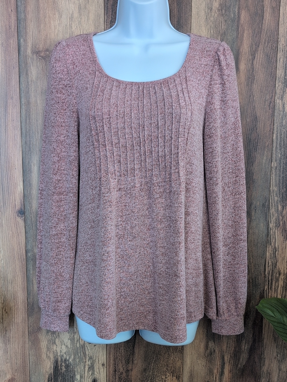 Scoop Neck Knit Sweater in Dusty Rose S M435